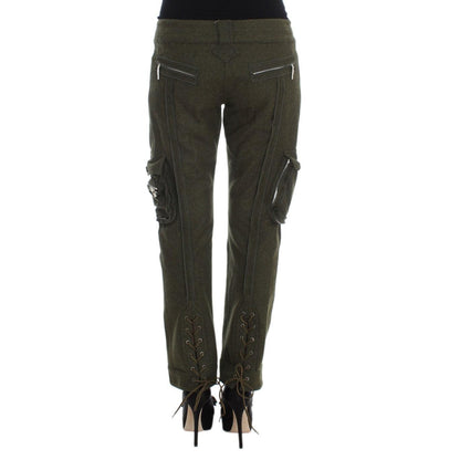 Ermanno Scervino Green Wool Blend Loose Fit Cargo Pants