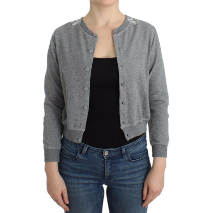 Ermanno Scervino Lingerie Gray Lace Sweater Cardigan Top