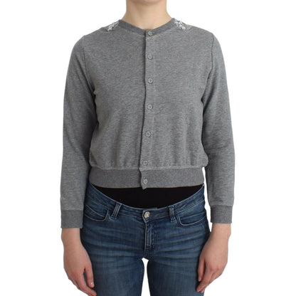 Ermanno Scervino Lingerie Gray Lace Sweater Cardigan Top