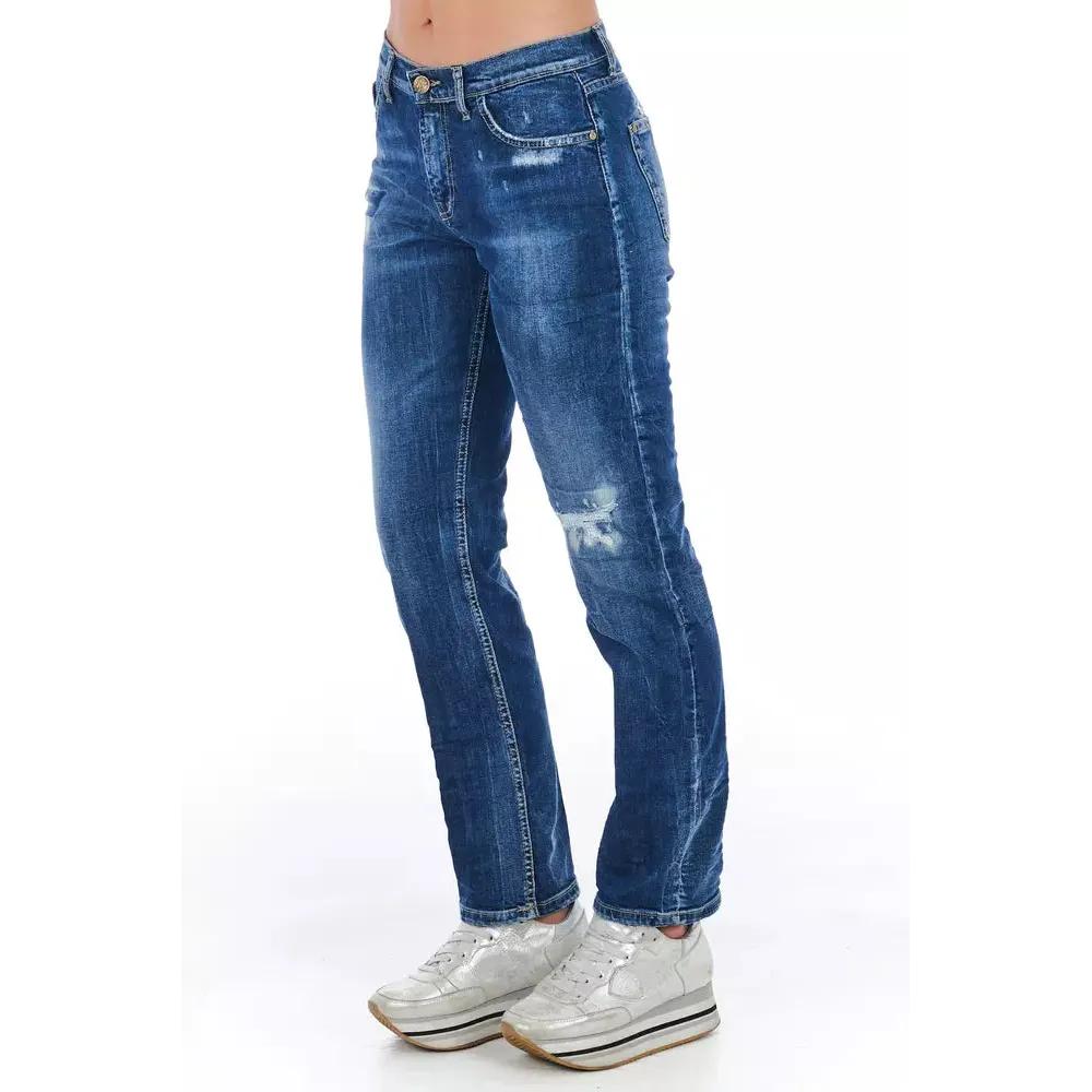 Frankie Morello Blue Cotton Women Jeans
