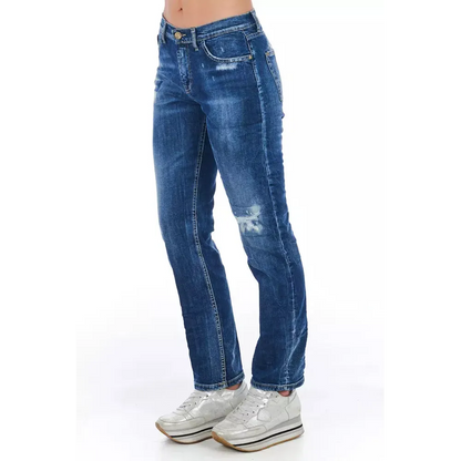 Frankie Morello Blue Cotton Women Jeans