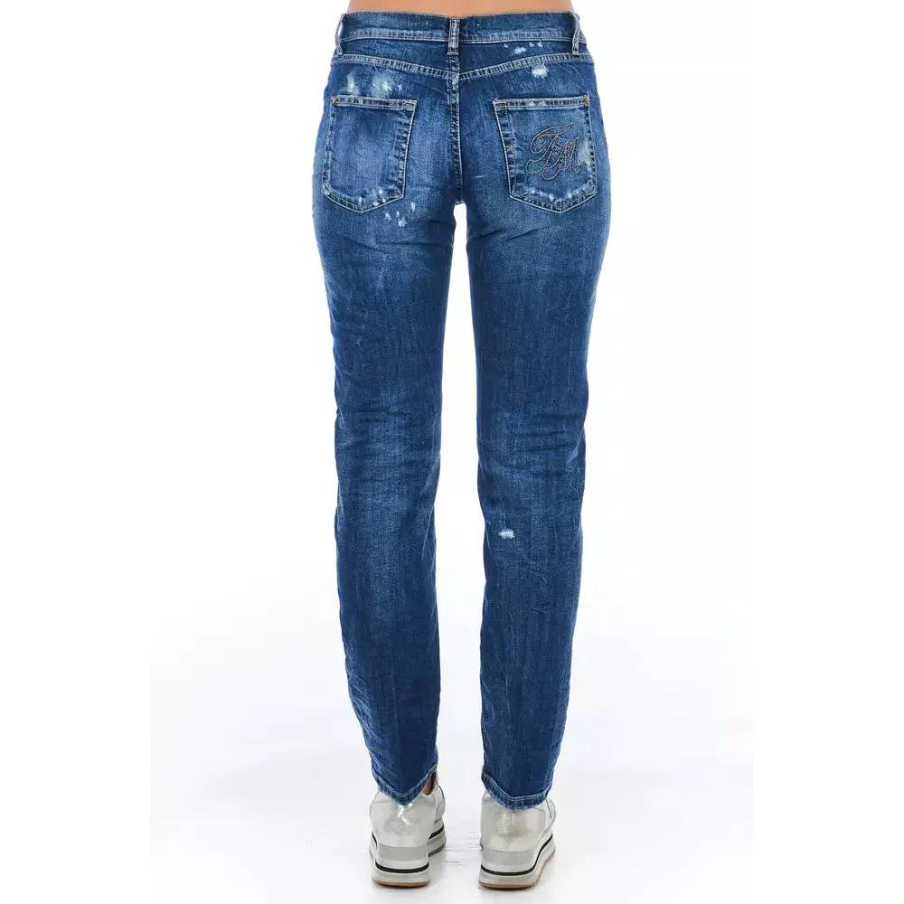 Frankie Morello Blue Cotton Women Jeans