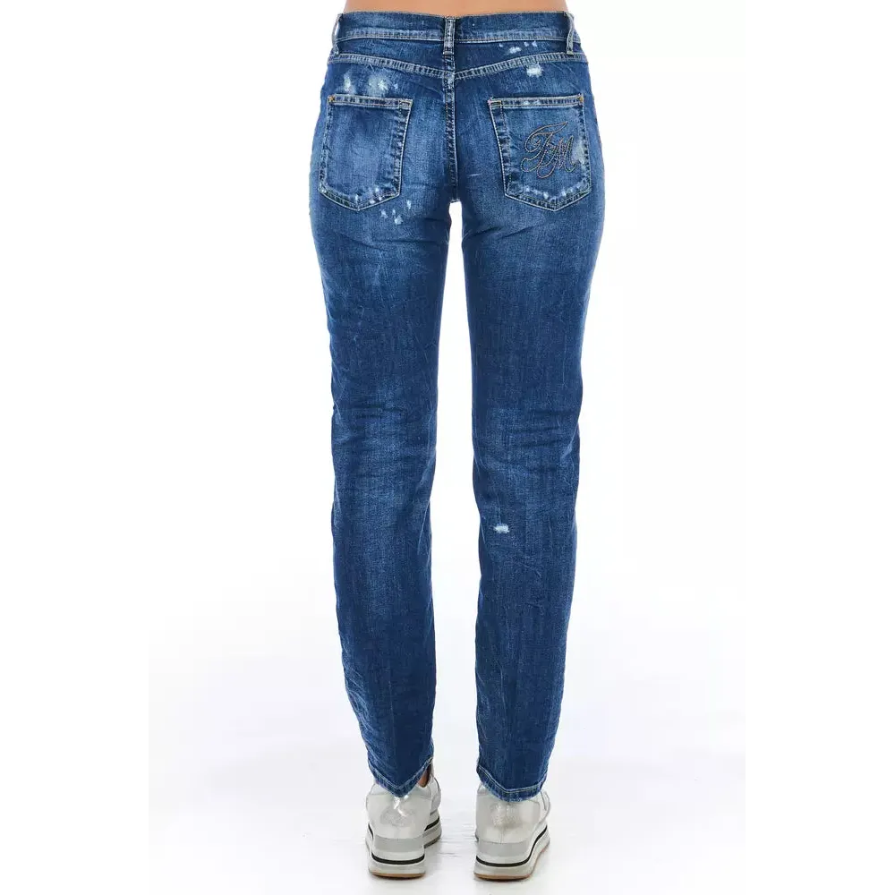 Frankie Morello Blue Cotton Women Jeans