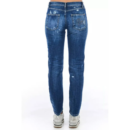 Frankie Morello Blue Cotton Women Jeans