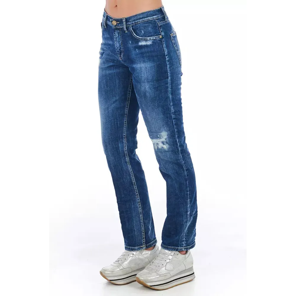 Frankie Morello Blue Cotton Women Jeans