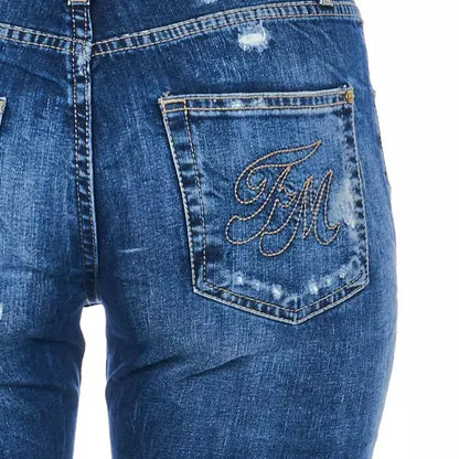 Frankie Morello Blue Cotton Women Jeans