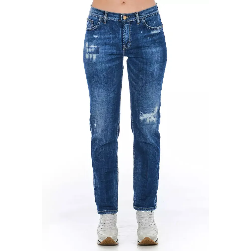 Frankie Morello Blue Cotton Women Jeans