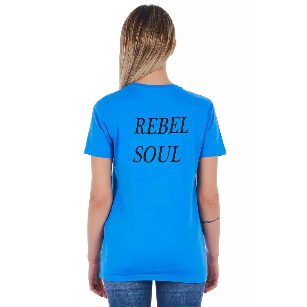 Frankie Morello Light Blue Cotton Women T-Shirt