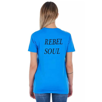 Frankie Morello Light Blue Cotton Women T-Shirt
