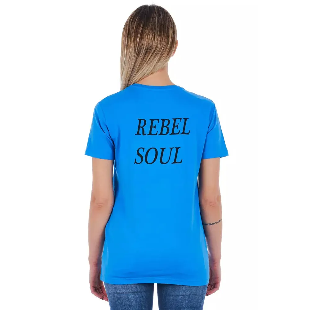 Frankie Morello Light Blue Cotton Women T-Shirt