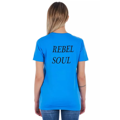 Frankie Morello Light Blue Cotton Women T-Shirt