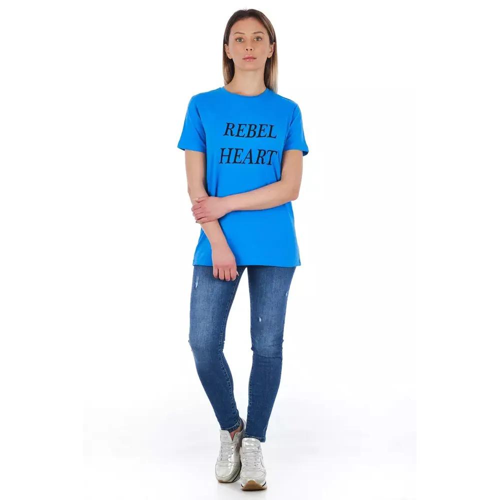 Frankie Morello Light Blue Cotton Women T-Shirt