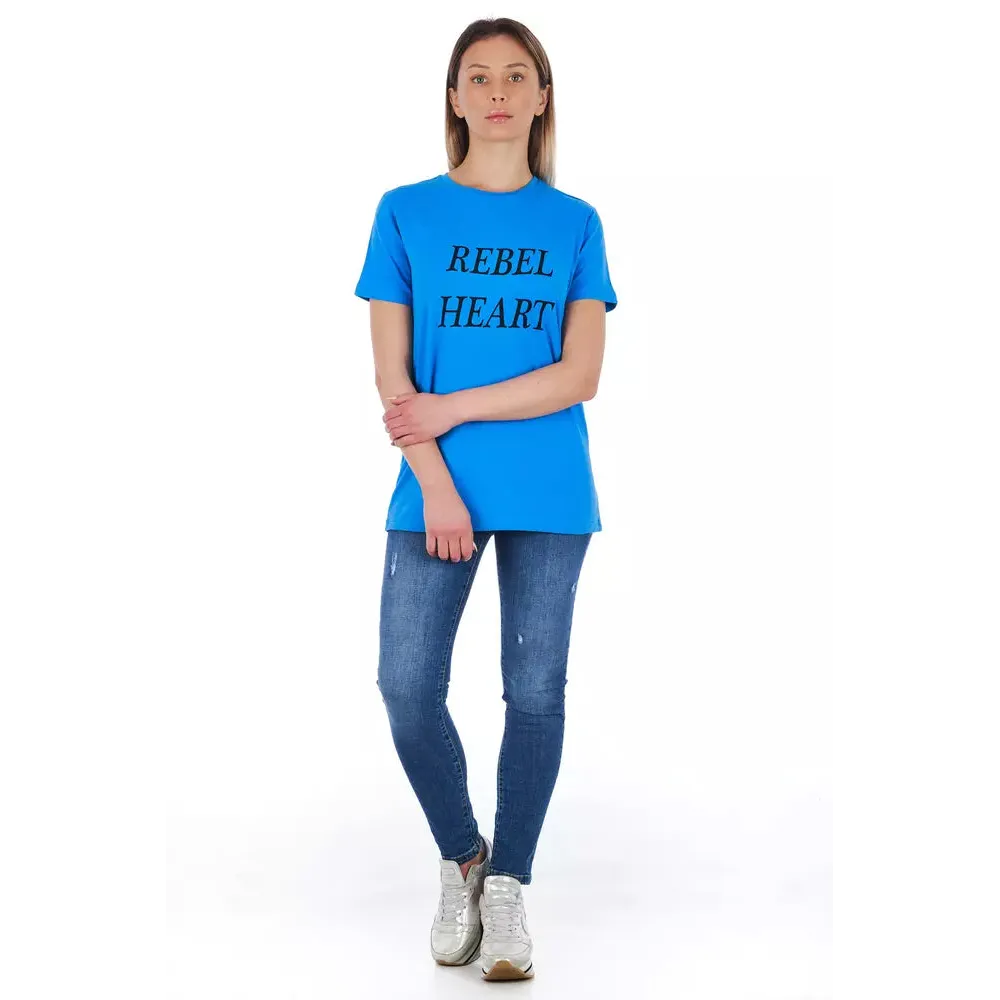Frankie Morello Light Blue Cotton Women T-Shirt