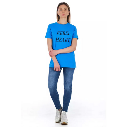 Frankie Morello Light Blue Cotton Women T-Shirt