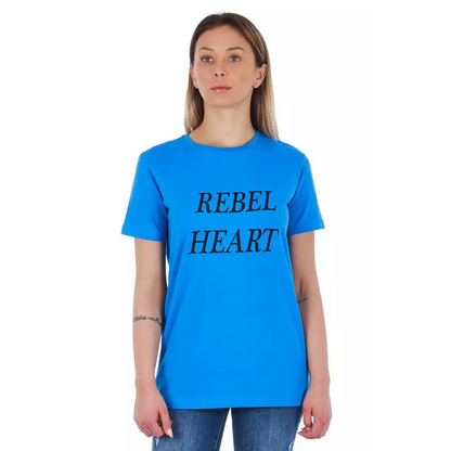 Frankie Morello Light Blue Cotton Women T-Shirt