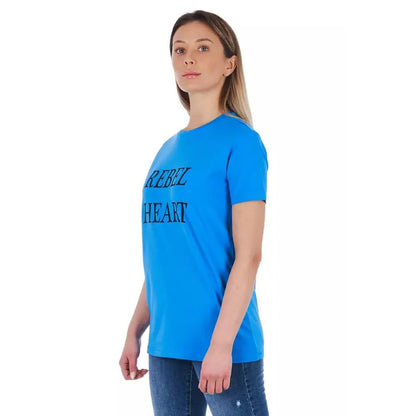 Frankie Morello Light Blue Cotton Women T-Shirt
