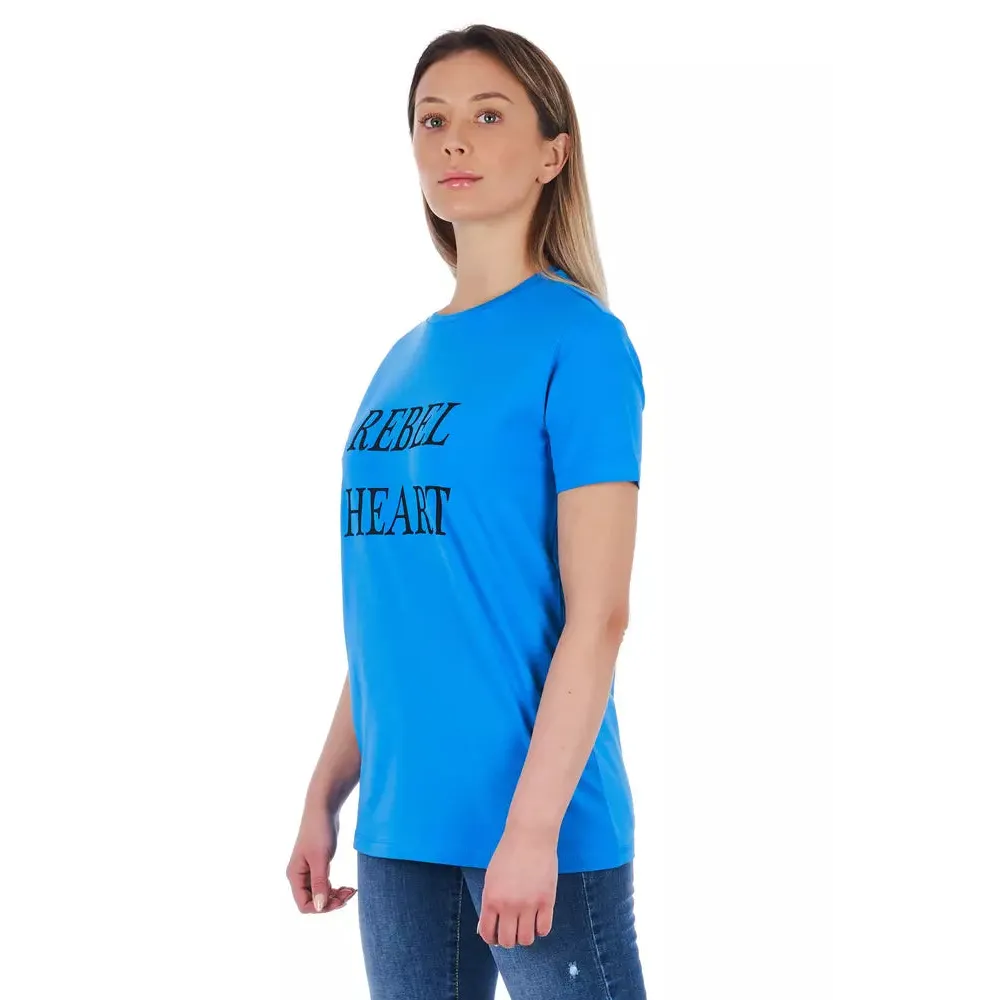 Frankie Morello Light Blue Cotton Women T-Shirt