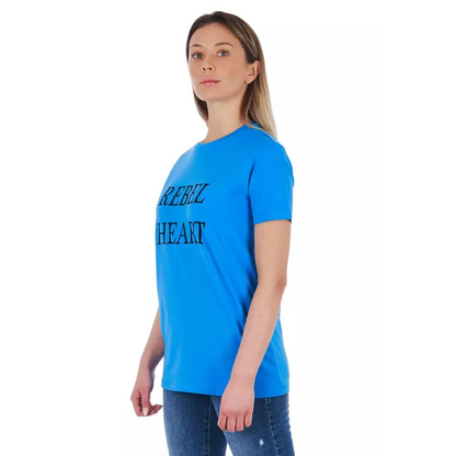 Frankie Morello Light Blue Cotton Women T-Shirt