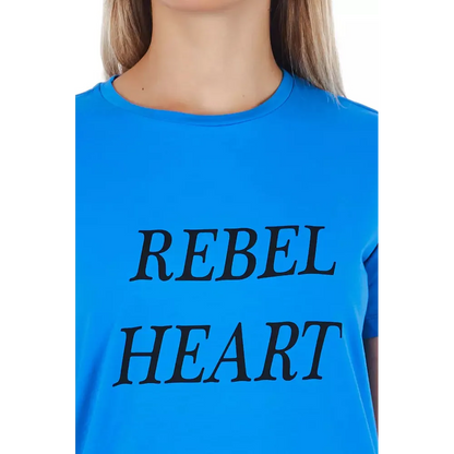 Frankie Morello Light Blue Cotton Women T-Shirt