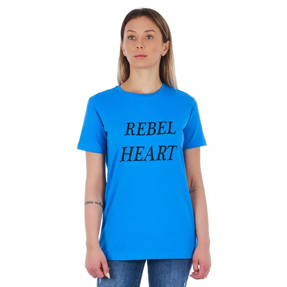 Frankie Morello Light Blue Cotton Women T-Shirt