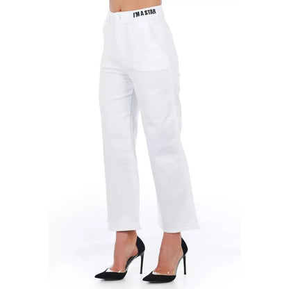 Frankie Morello White Cotton Women Cropped Trouser