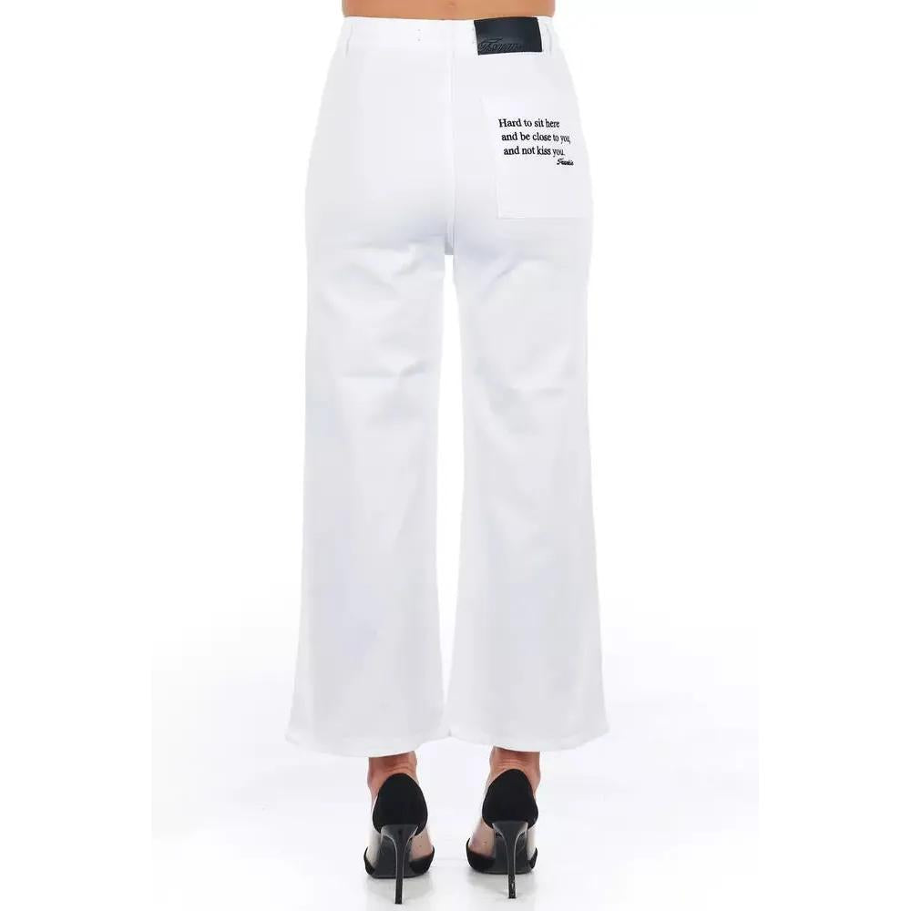 Frankie Morello White Cotton Women Cropped Trouser