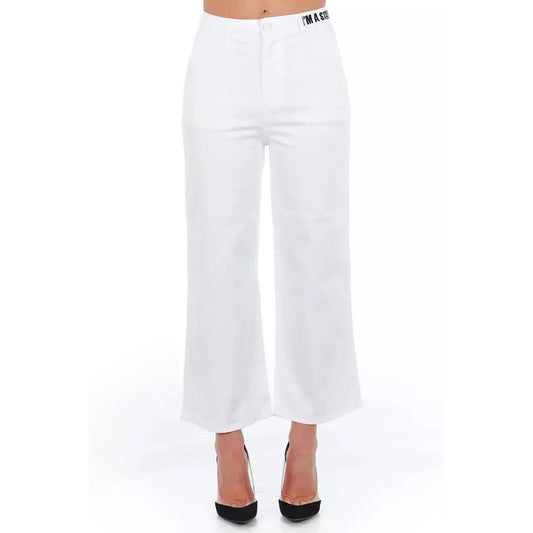 Frankie Morello White Cotton Women Cropped Trouser
