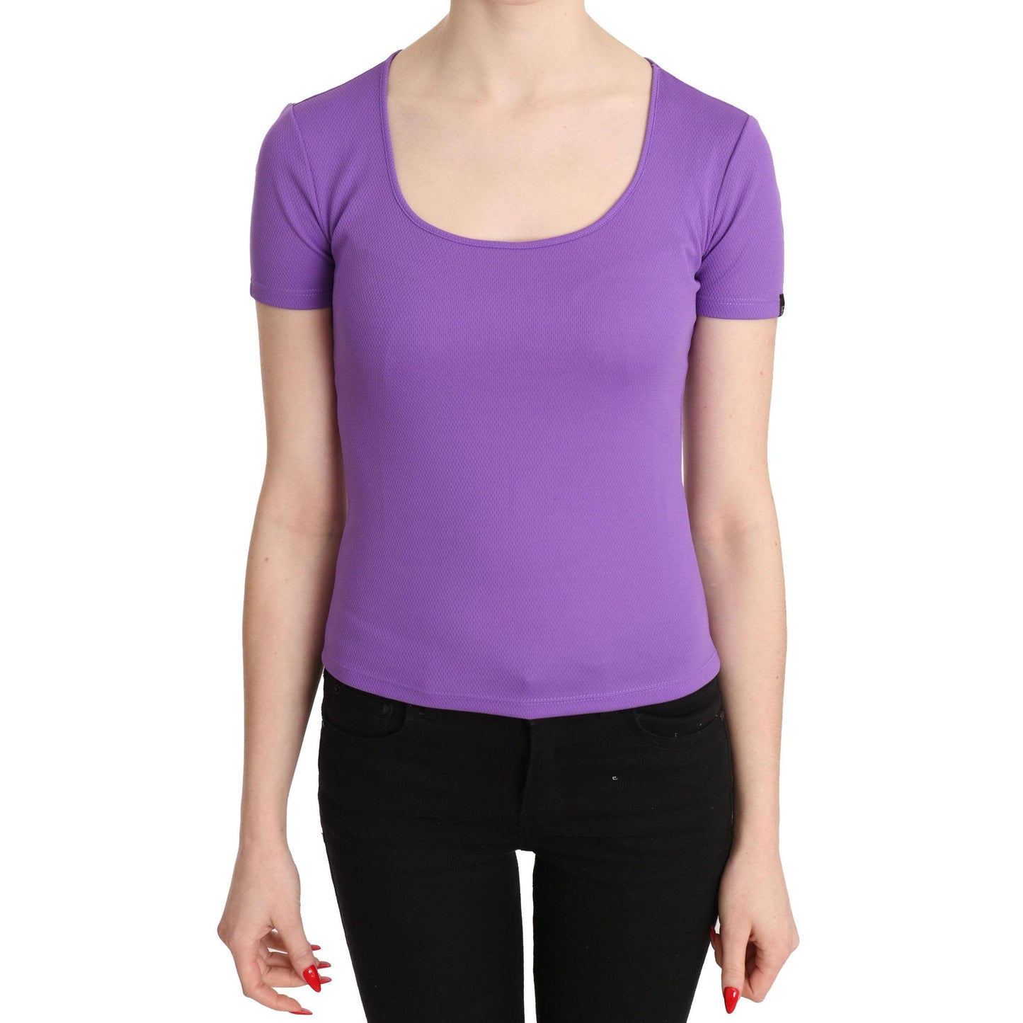 GF Ferre Purple 100% Polyester Short Sleeve Top Blouse
