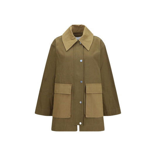 Ganni Bicolor Cotton Full-Length Jacket