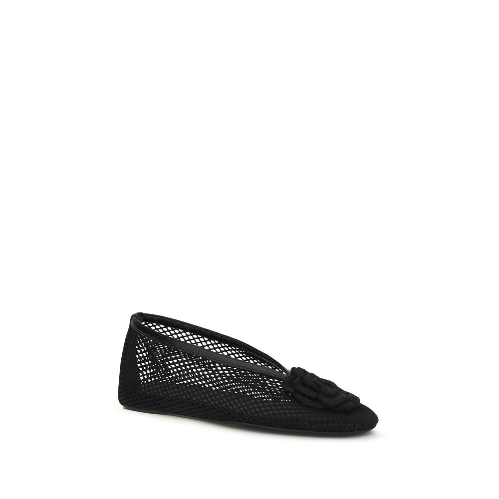 Ganni Black Polyethylene Ballet Flats