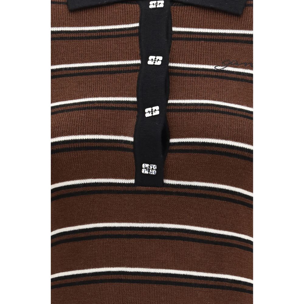 Ganni Brown Wool Oves Aries Polo Shirt