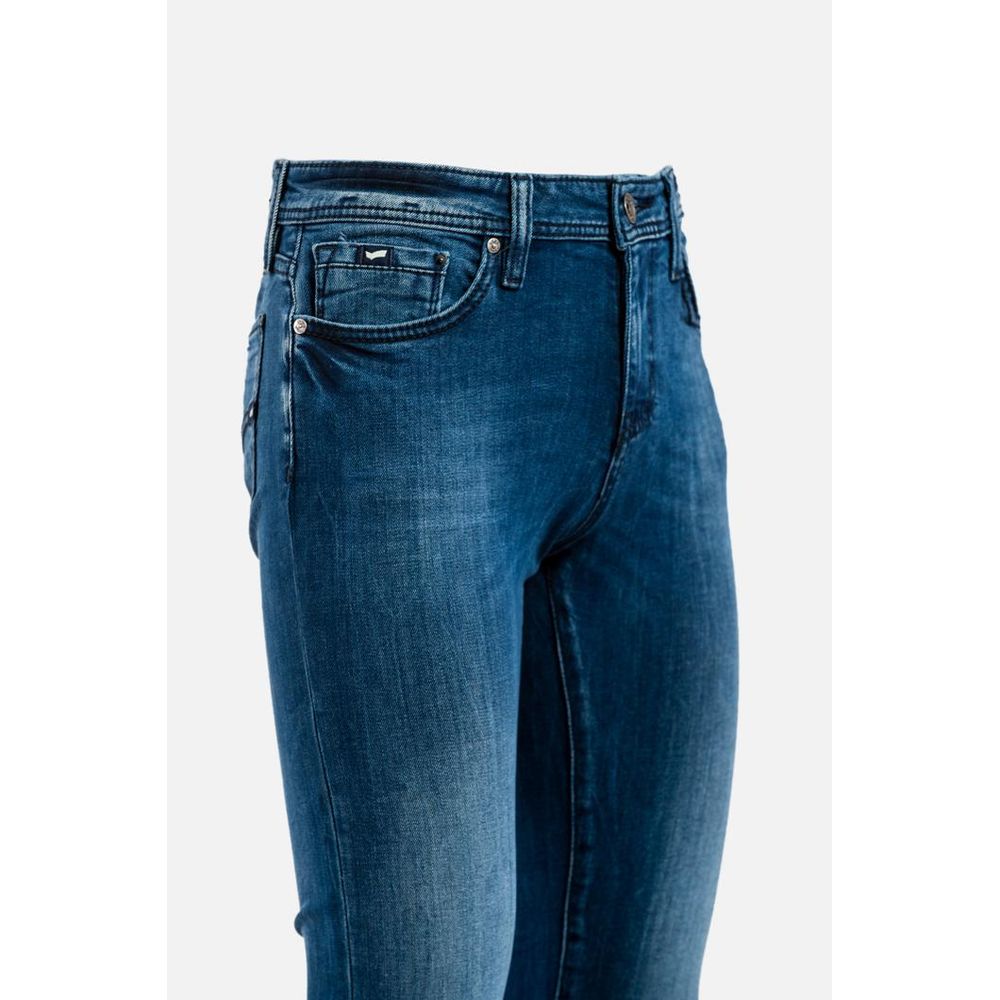 Gas Blue Cotton Slim Fit Jeans