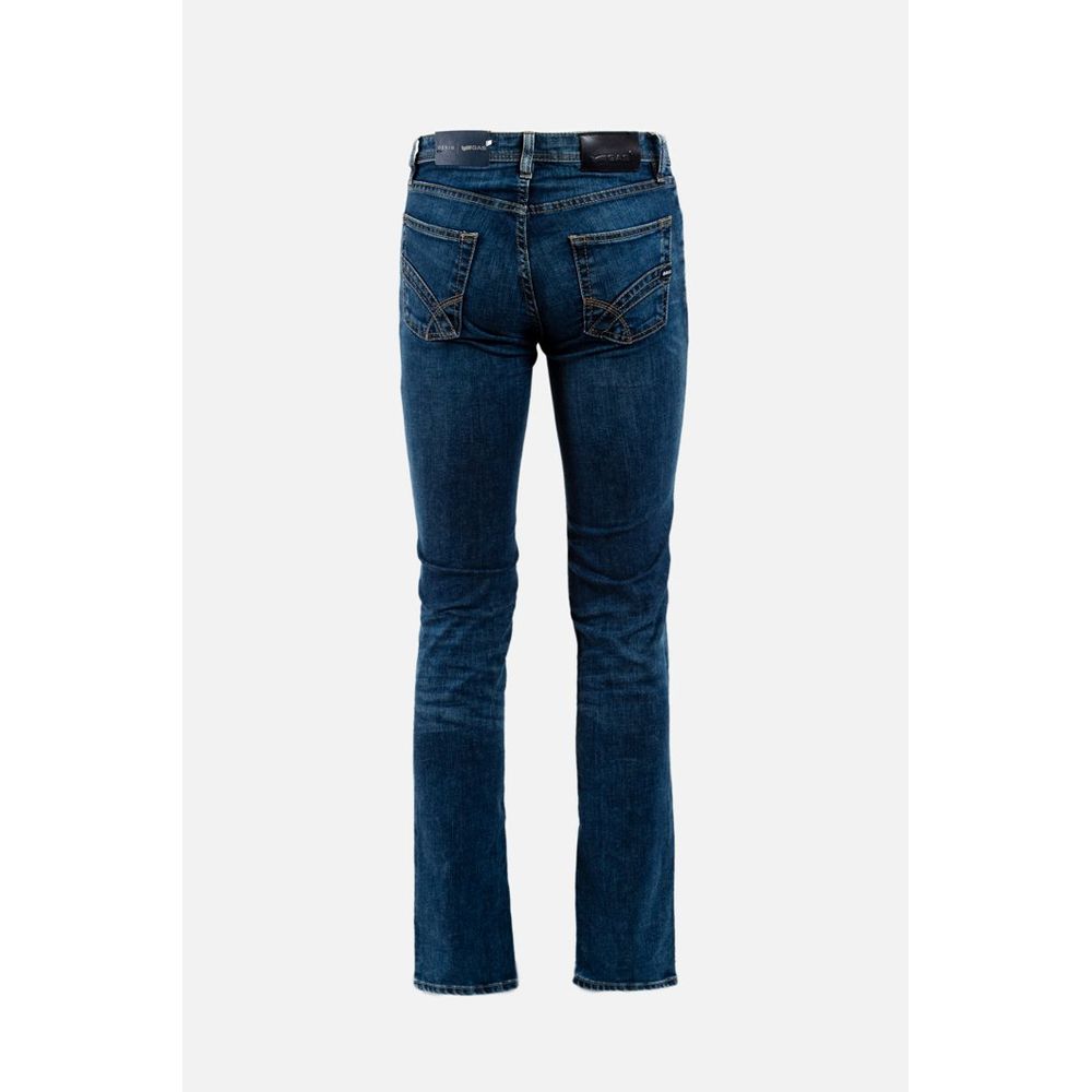 Gas Blue Cotton Straight-Leg Jeans
