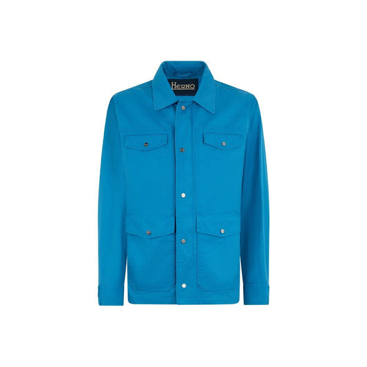 Herno Blue Cotton Full-Length Jacket