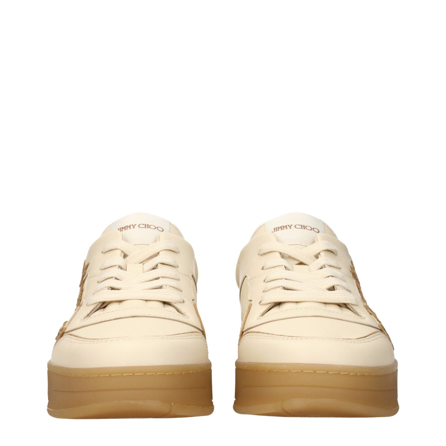 Jimmy Choo Beige Leather Low Top Sneakers