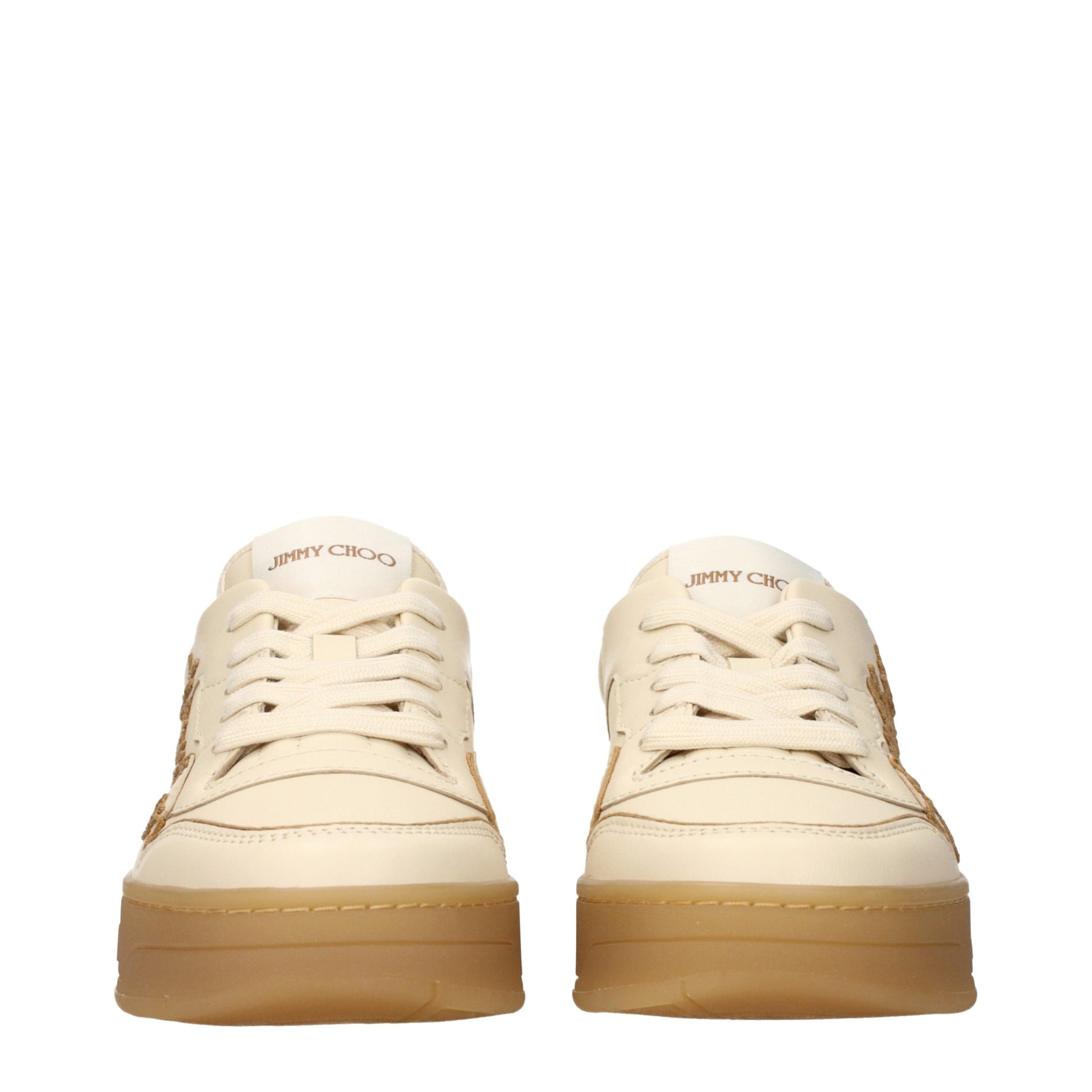 Jimmy Choo Beige Leather Low Top Sneakers