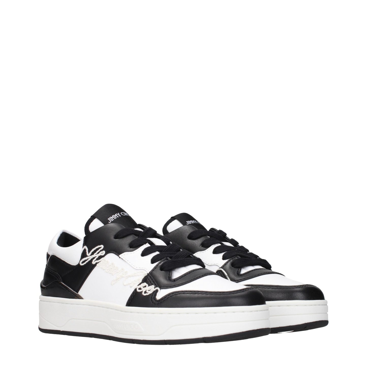 Jimmy Choo Black Leather Low Top Sneakers