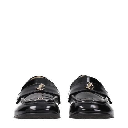 Jimmy Choo Black Leather Slip-On Loafers