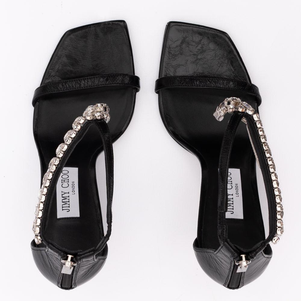 Jimmy Choo Black Leather Verity 100 Sandals