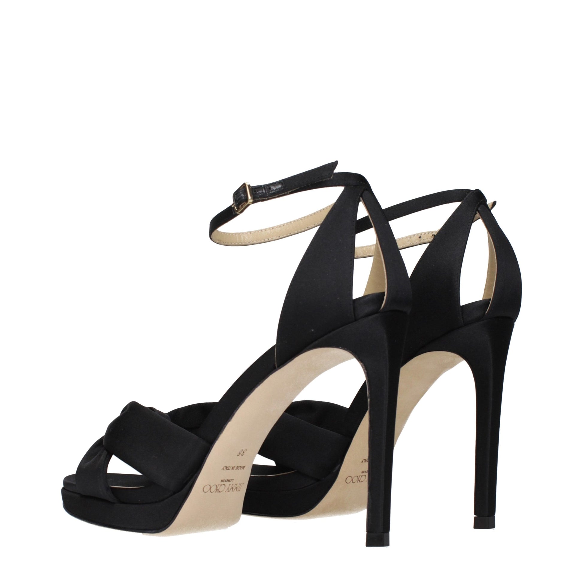 Jimmy Choo Black Satin Platform Sandals