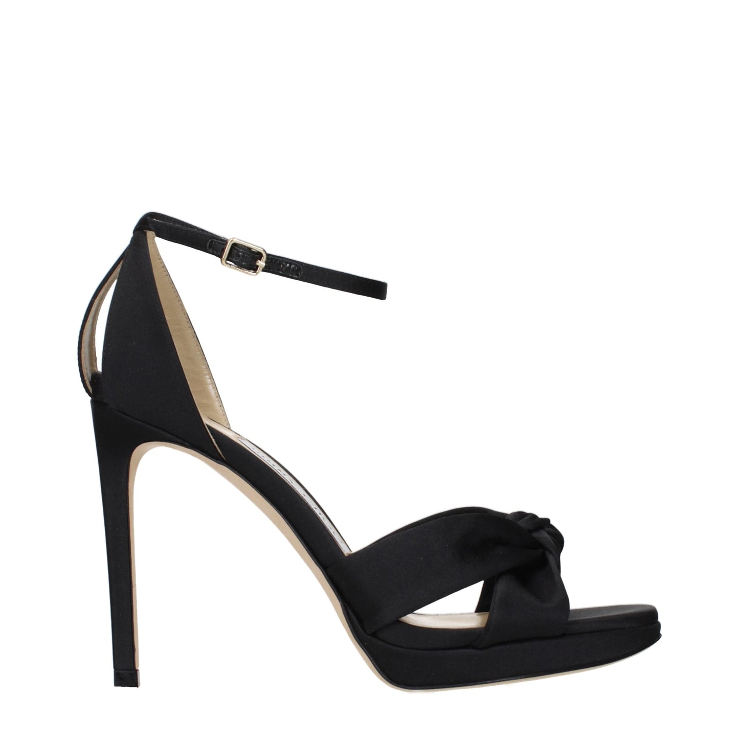 Jimmy Choo Black Satin Platform Sandals