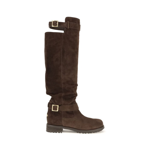 Jimmy Choo Brown Calf Leather Bos Taurus Lace-Up Boots