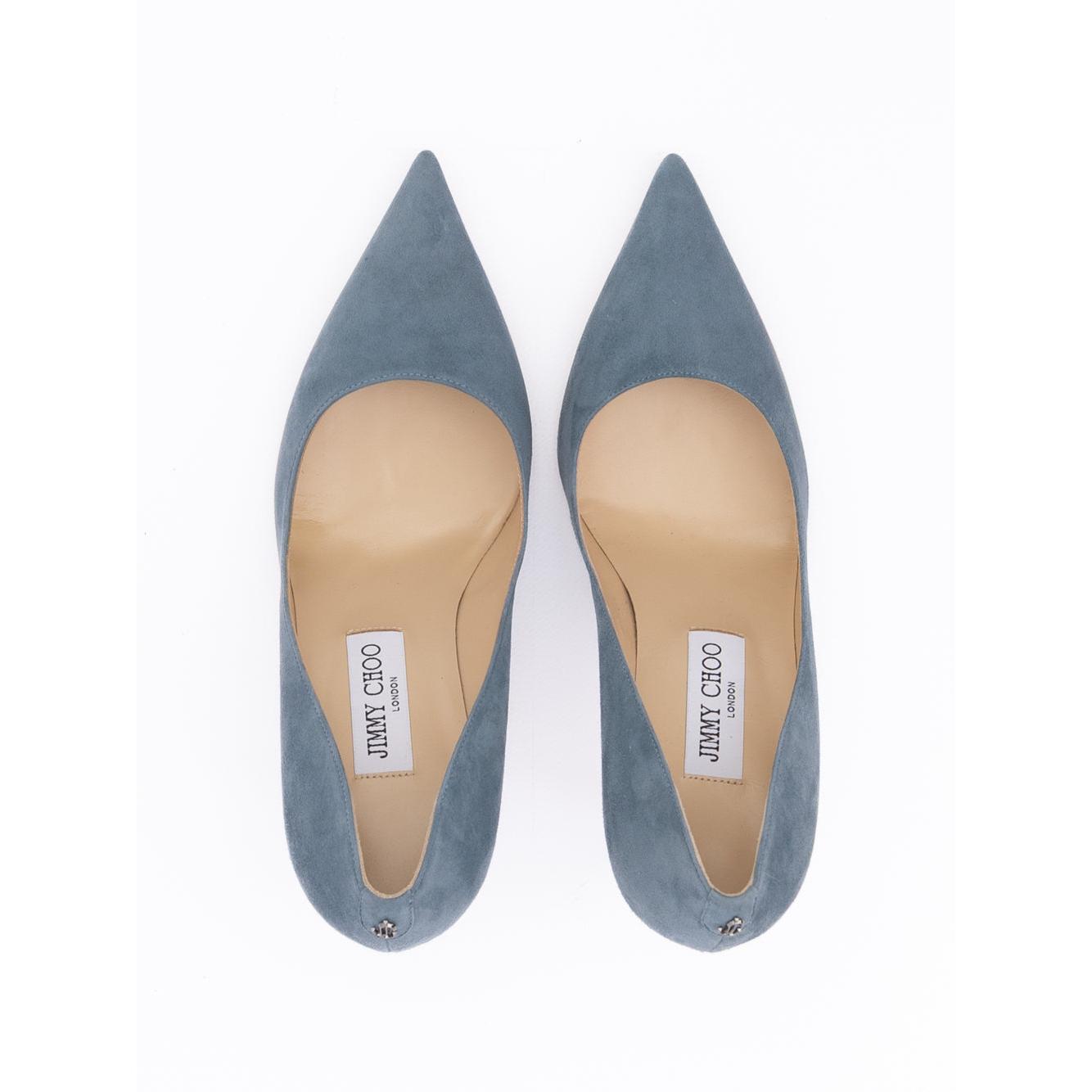 Jimmy Choo Dusk Blue Suede Agnes Pumps