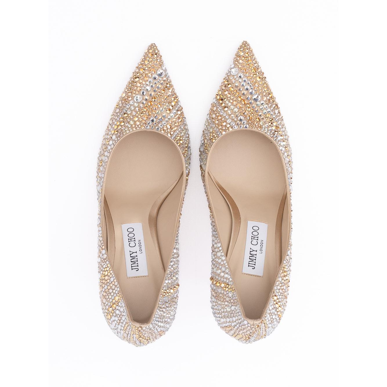 Jimmy Choo Gold Mix Crystal Love 85 Pumps