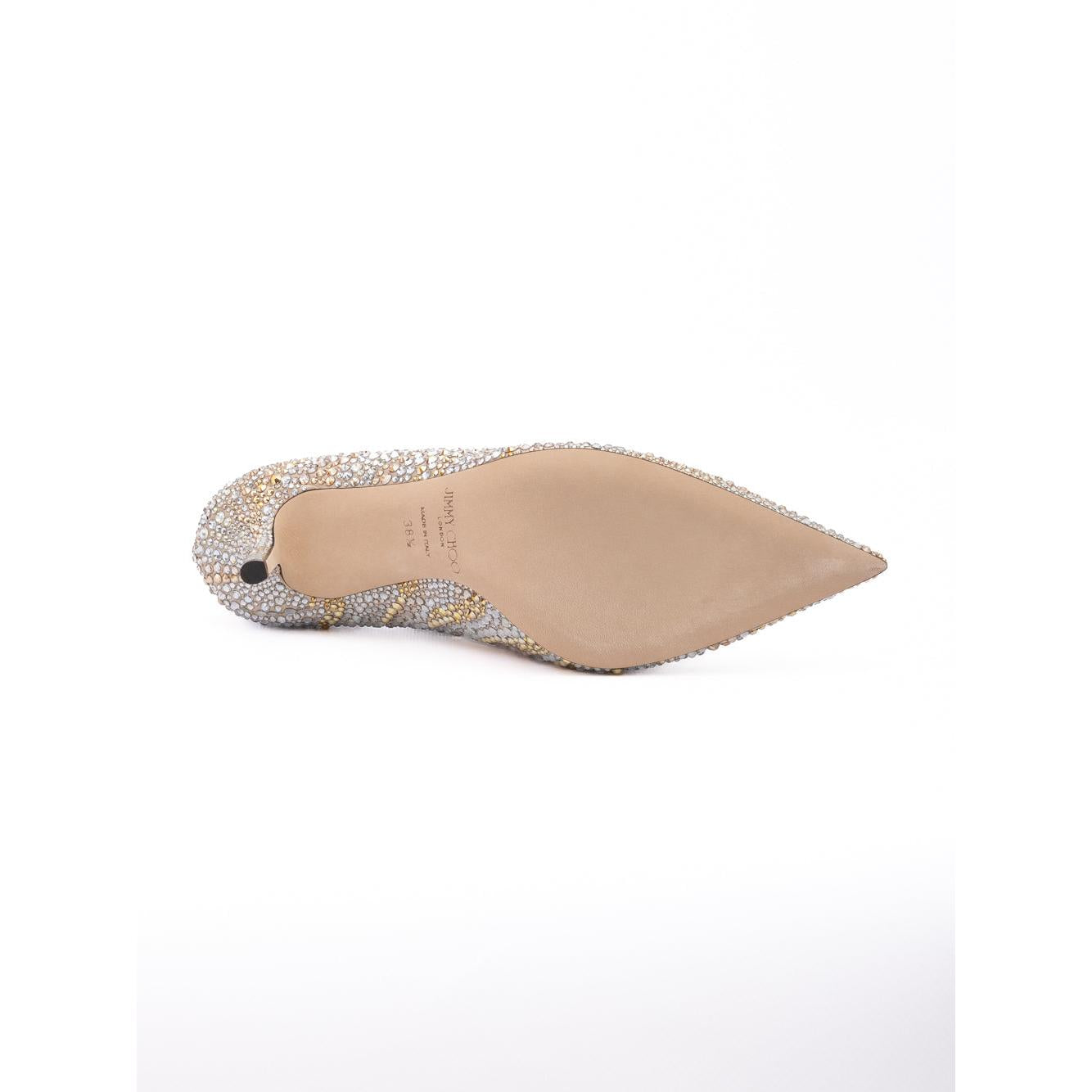 Jimmy Choo Gold Mix Crystal Love 85 Pumps