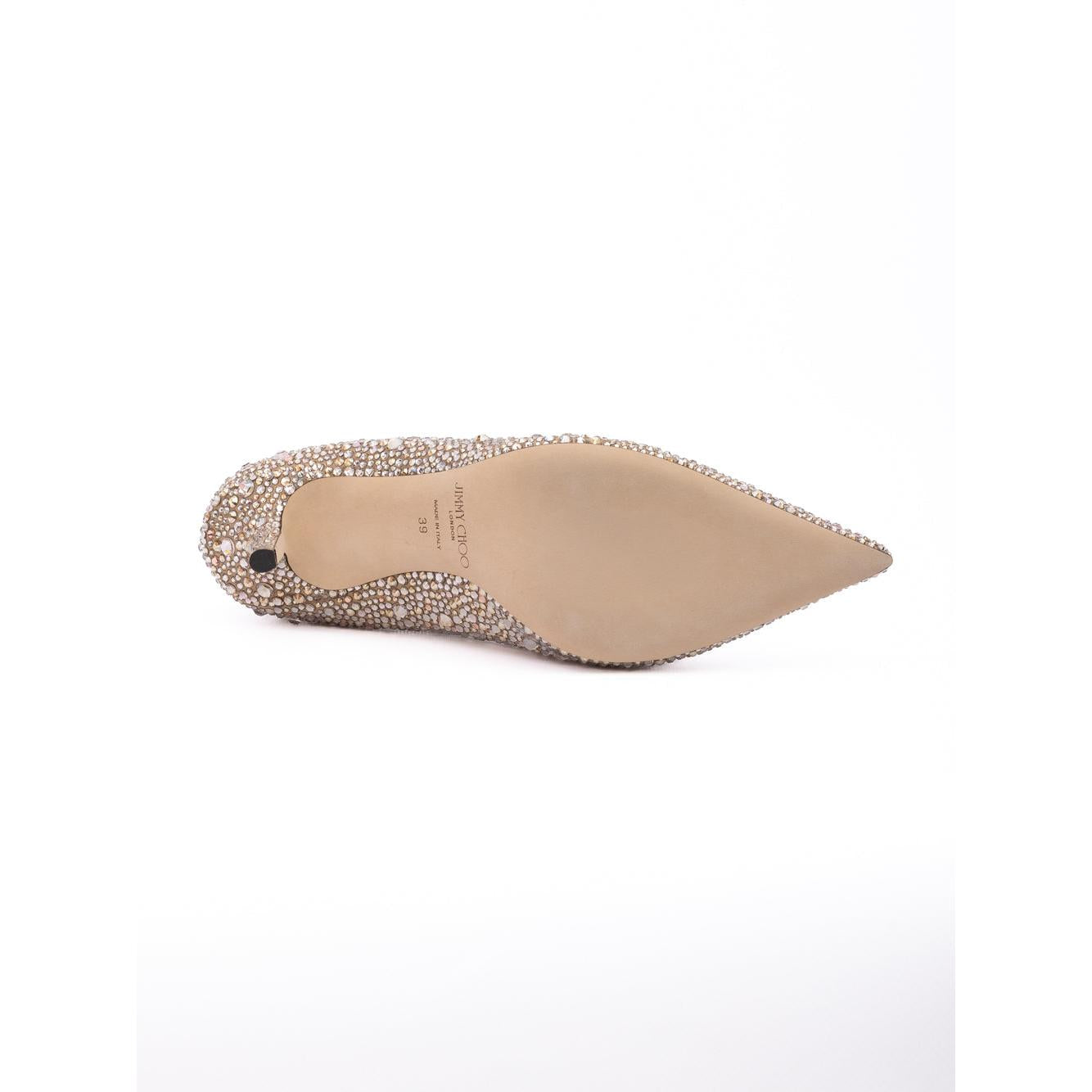Jimmy Choo Light Bronze Crystal Love 85 Pumps