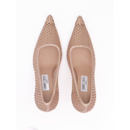 Jimmy Choo Powder Pink Mesh Satin Crystal Ixia 95 Pumps