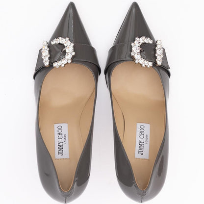 Jimmy Choo Storm Grey Patent Leather Chery 85 Pumps