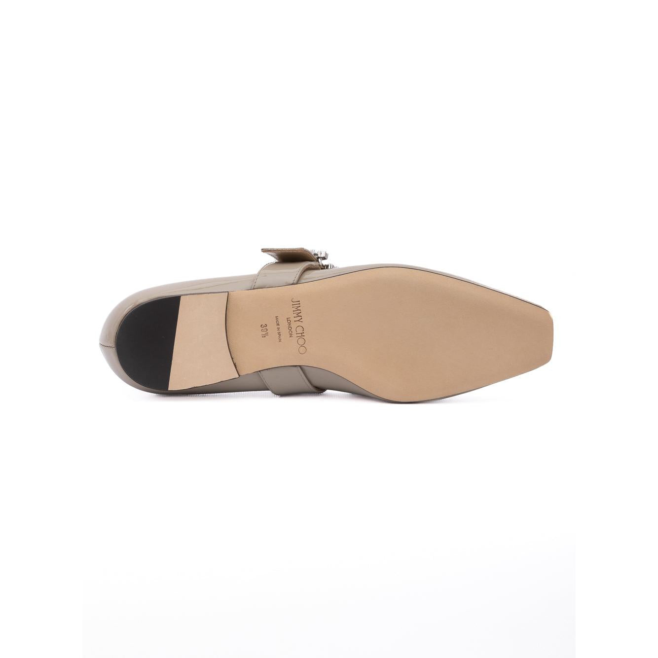Jimmy Choo Taupe Grey Patent Leather Chery Ballet Flat