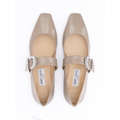 Jimmy Choo Taupe Grey Patent Leather Chery Ballet Flat